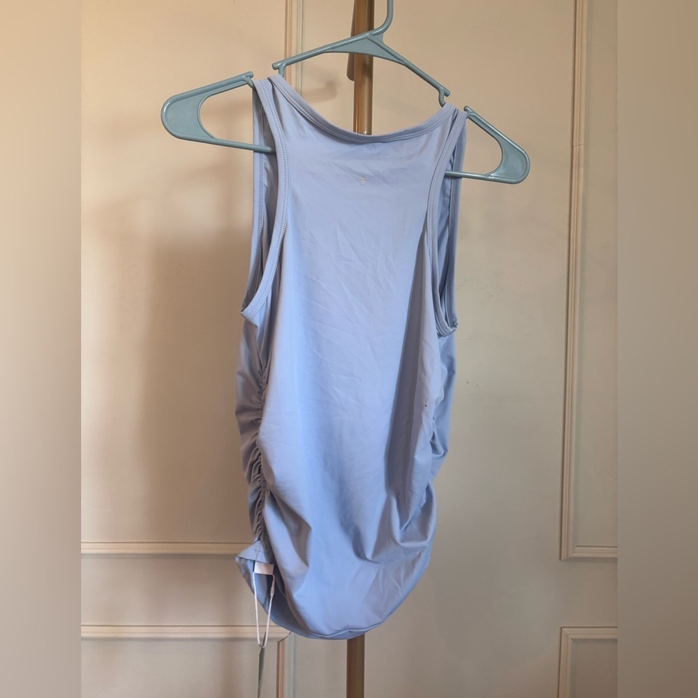 HALARA Tank Top Light Blue Racerback Ruched - Picture 3 of 4
